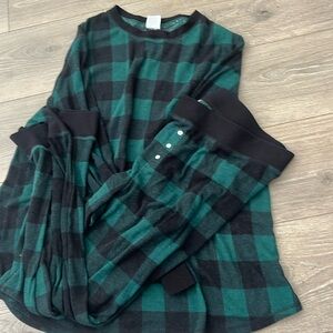 Stars Above green gingham pj set